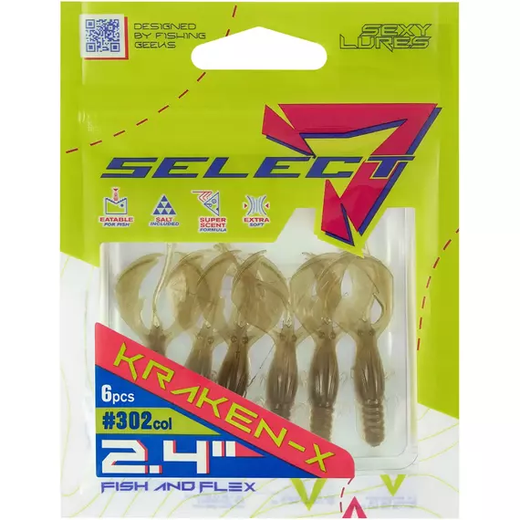 Силікон Select Kraken-X SE 2.4" #302 (6шт/уп), Довжина силікону: 2.4" (6.1 см), Колір силікону: 302, фото , изображение 2